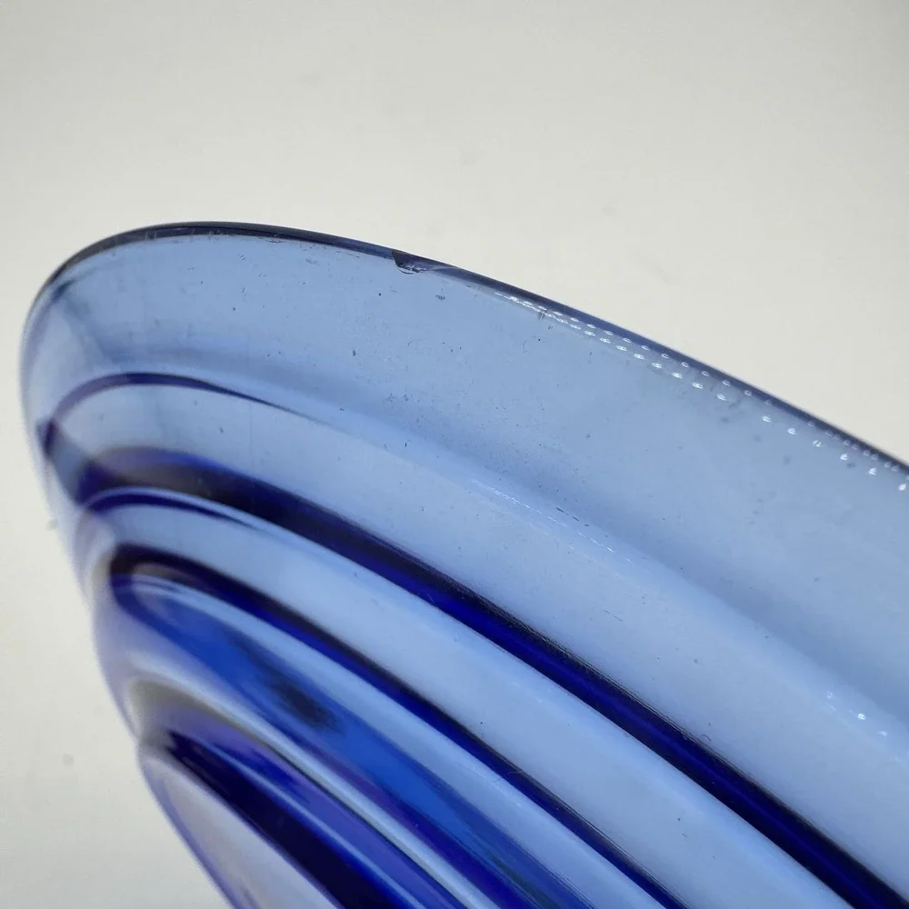 4 Vintage Hazel Atlas Moderntone Cobalt Blue Dinner‎ Plates Art Deco 1930s Glass
